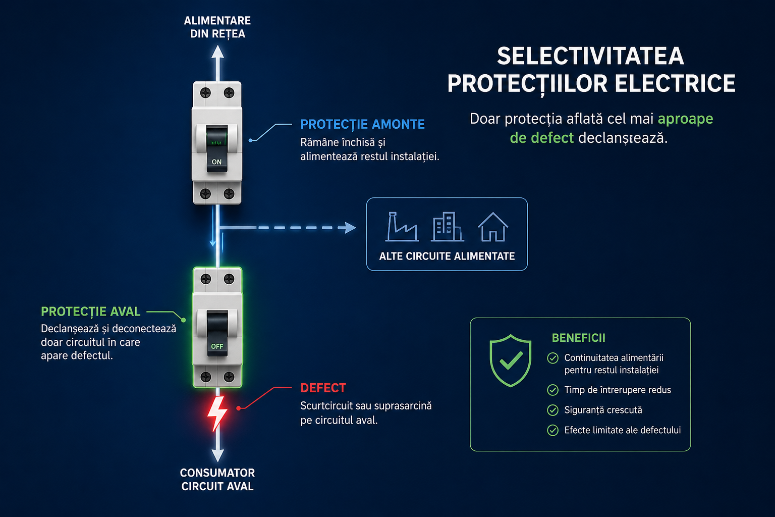 Selectivitatea protecțiilor electrice între două întreruptoare automate