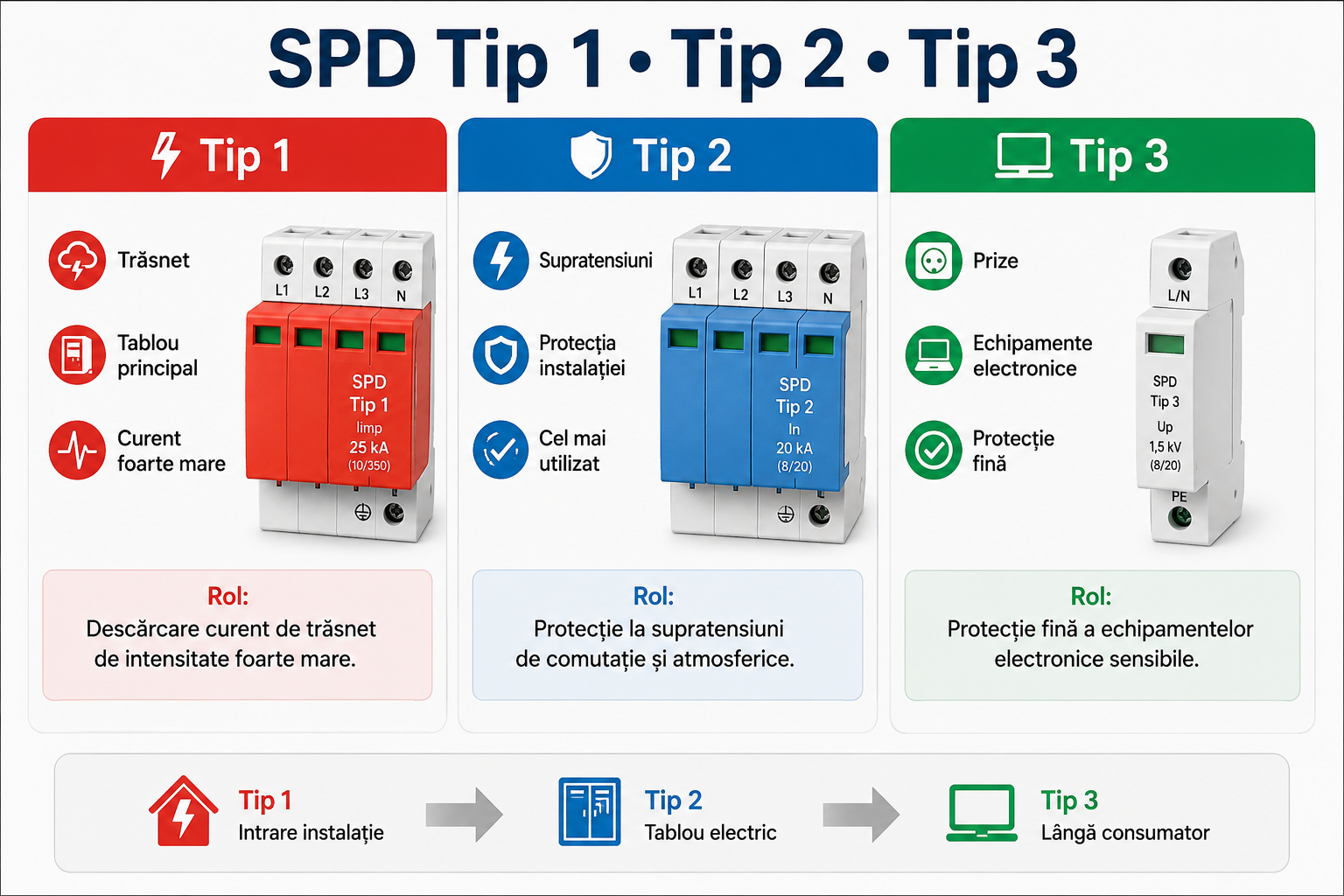 Comparație între SPD Tip 1, Tip 2 și Tip 3